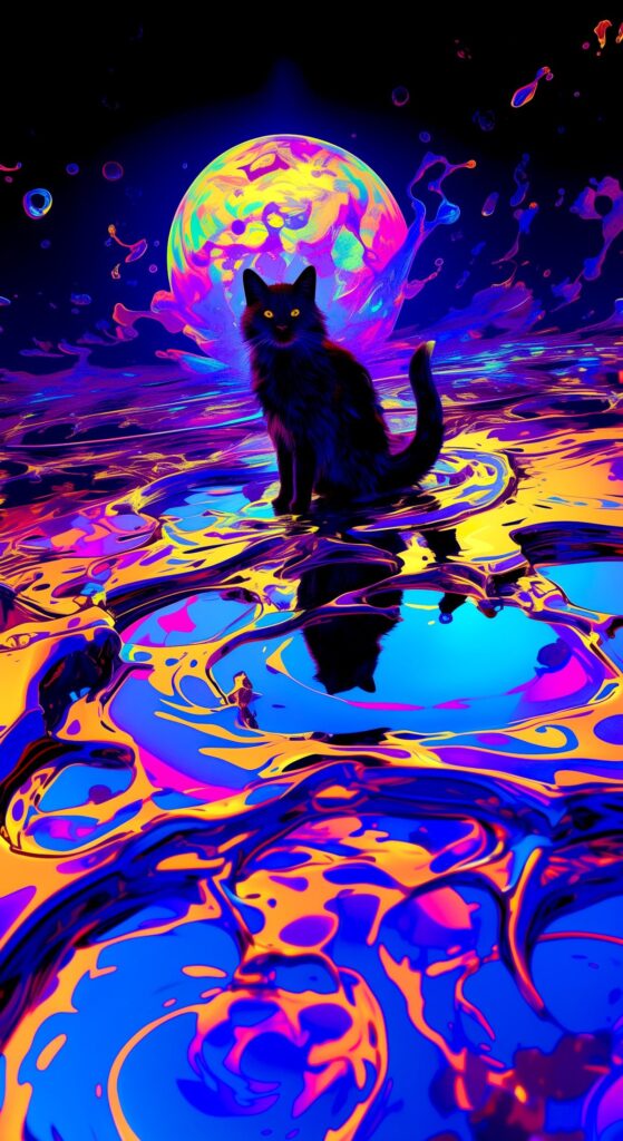 Cool Neon Cat Wallpaper