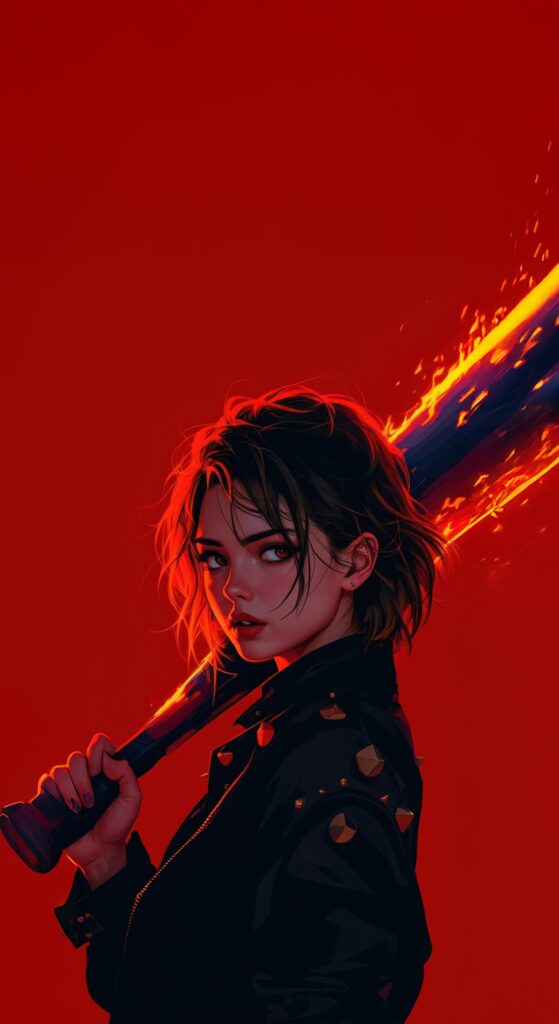 Cute Anime Girl Baseball Bat Ai Wallpaper