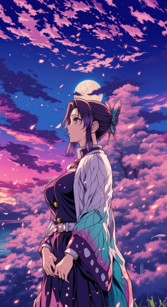 Shinobu Kocho Cloud Moon Wallpaper