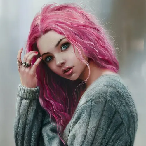 beautiful woman with pink hair dp