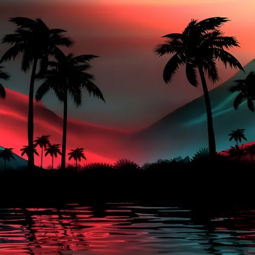 palm tree sunset dp