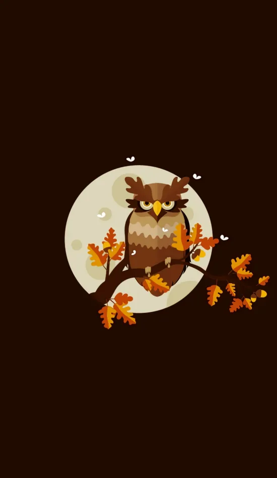 owl and autumn leaf wallpaper