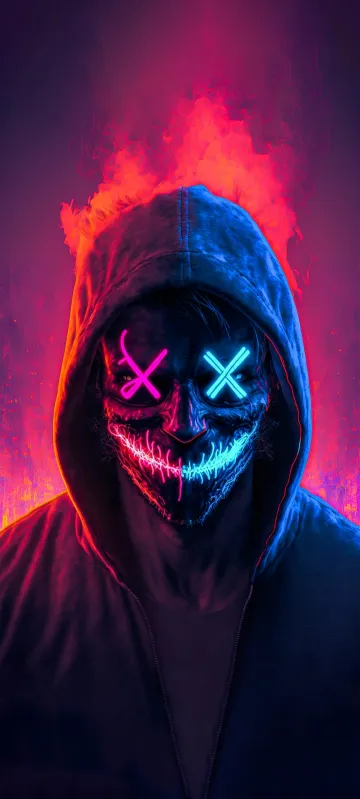 thumb for Cool Scary Neon Mask Guy Hoodie Wallpaper