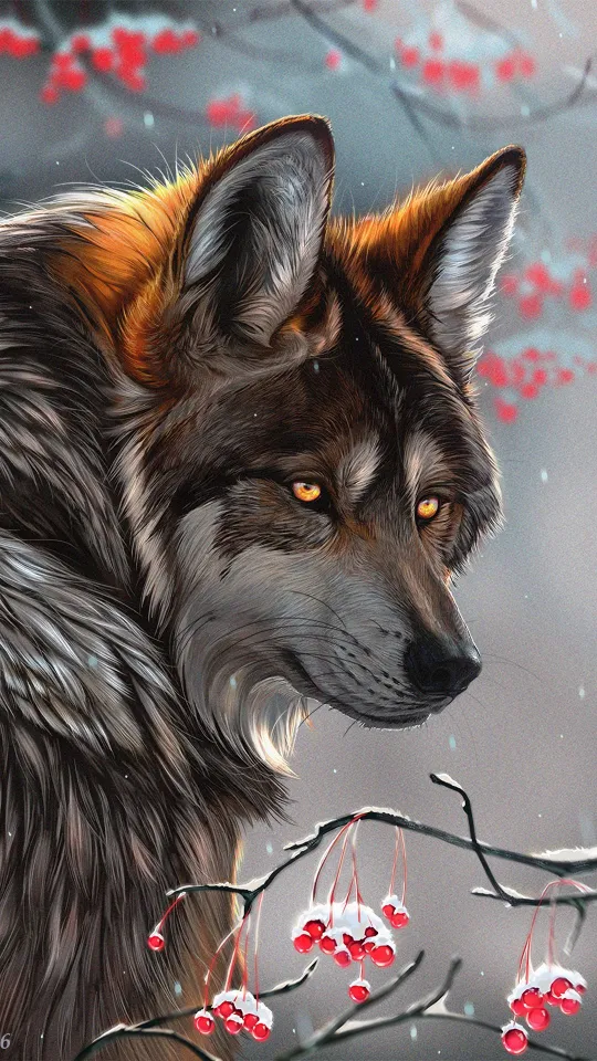wolf winter art wallpaper