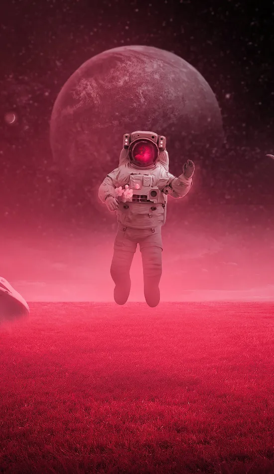 astronaut red space wallpaper