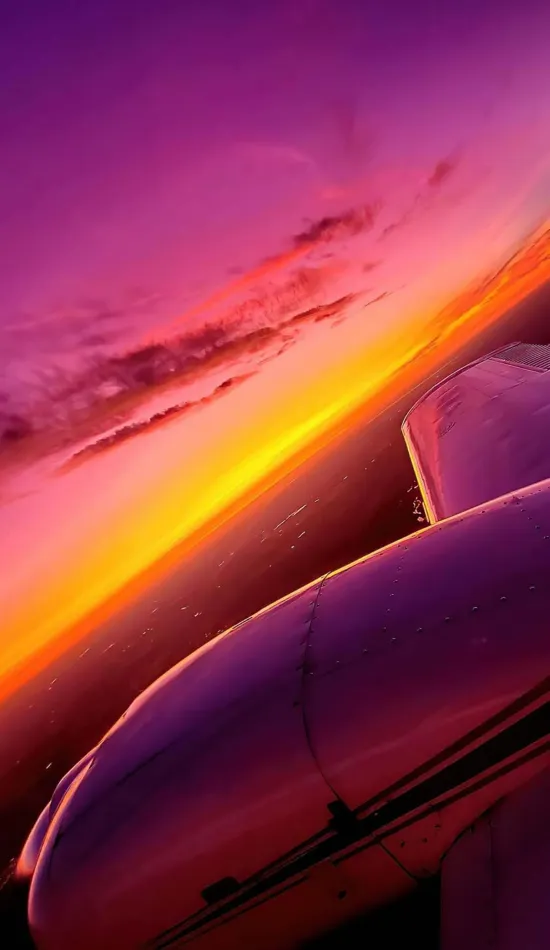 synthwave sunset plane view wallpaper