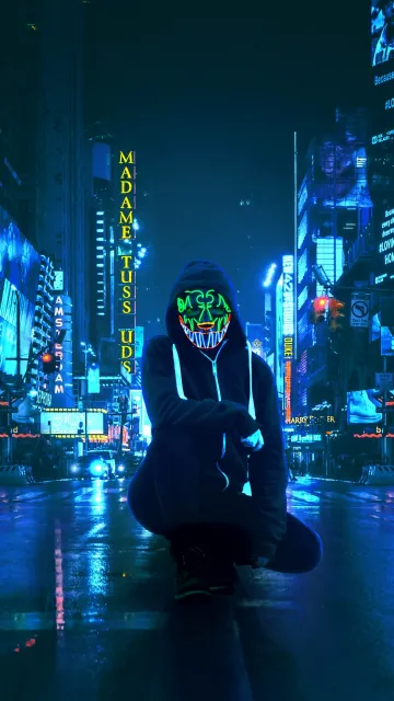 thumb for Cool Man With Lighting Mask In City Wallpaper