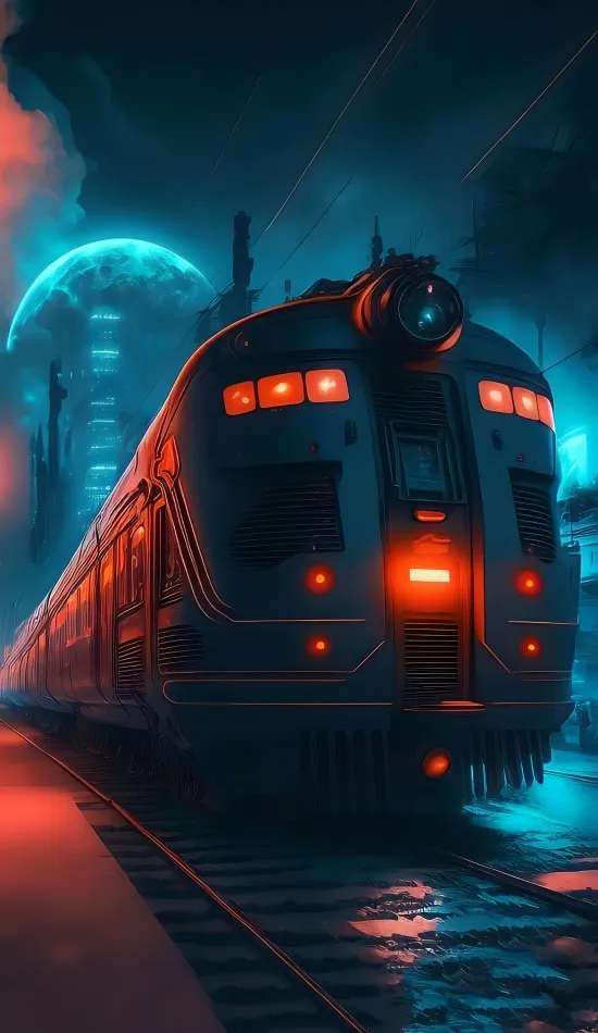 thumb for Train Moon Night Wallpaper