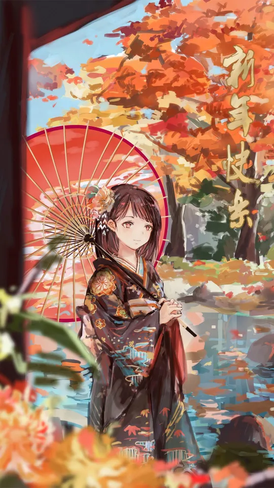 girl anime autumn wallpaper
