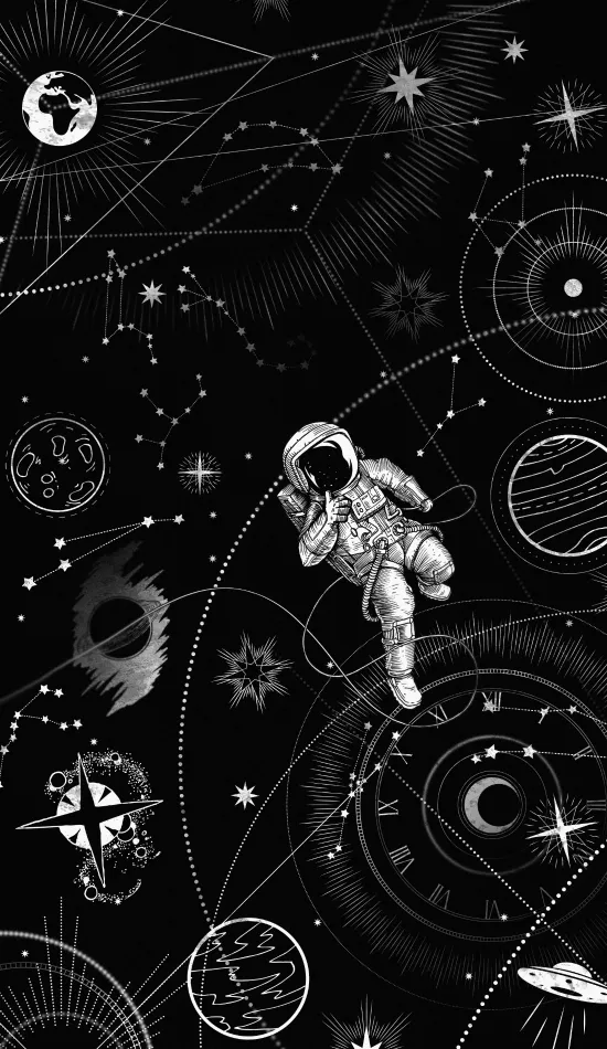 black and white space wallpaper