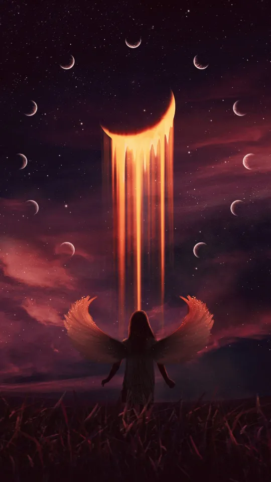 angel moon illusion wallpaper