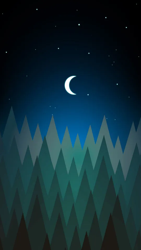 forest trees moon night wallpaper