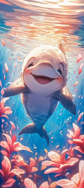 dolphin animated ai art wallpaper