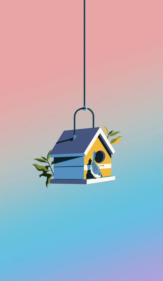 minimal bird house wallpaper