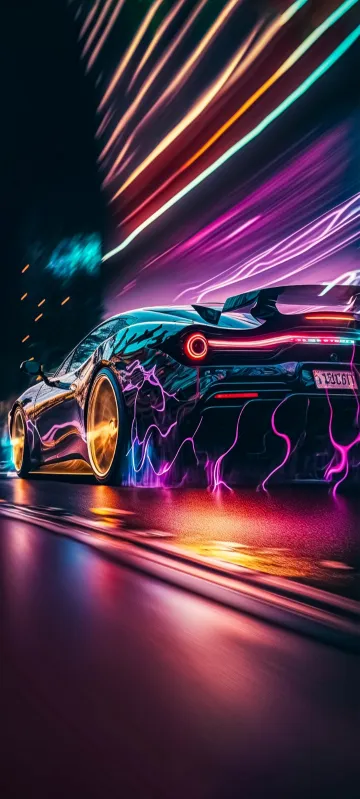 thumb for Driving Car In Neon Lights Wallpaper