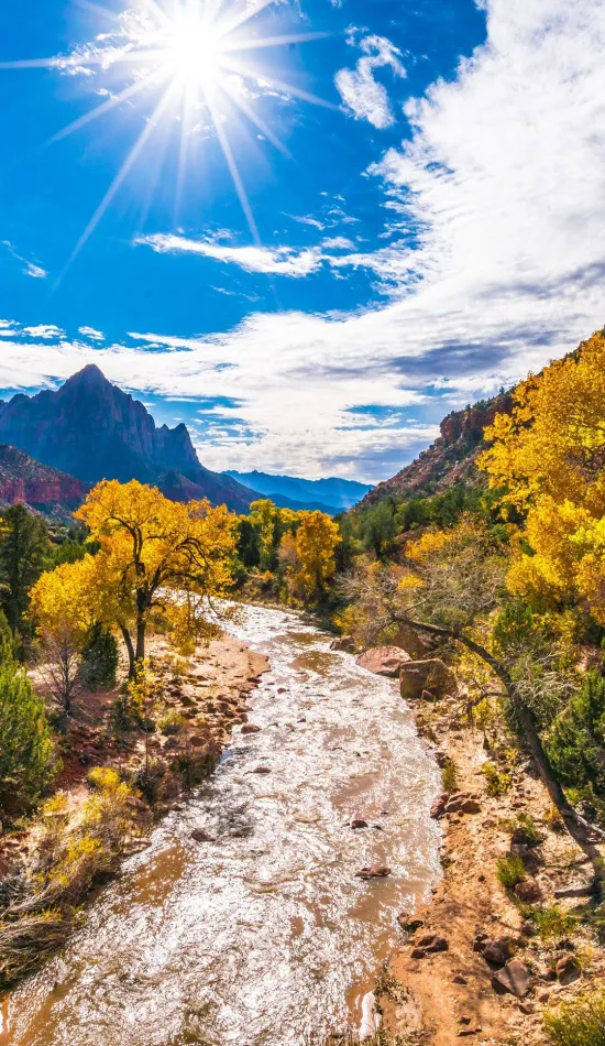 autumn mountain river landscape wallpaper
