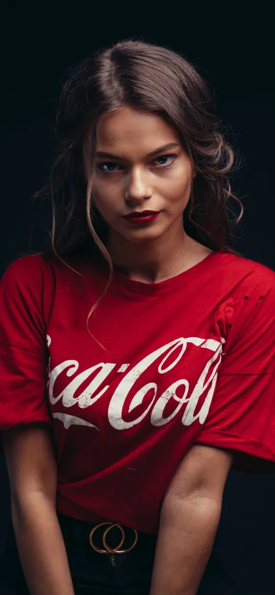 thumb for Woman In Red Coca Cola Crew Neck T Shirt Wallpaper