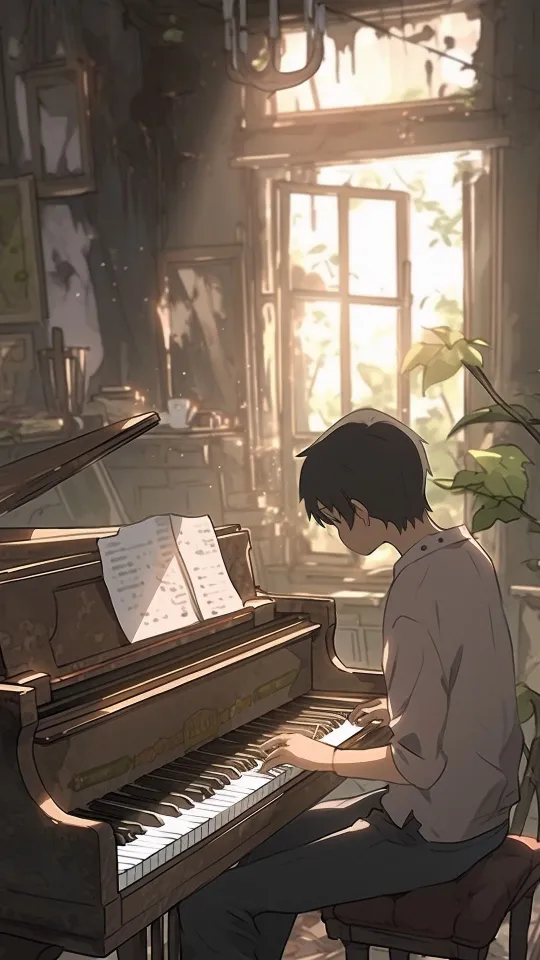 guy piano keys music anime wallpaper