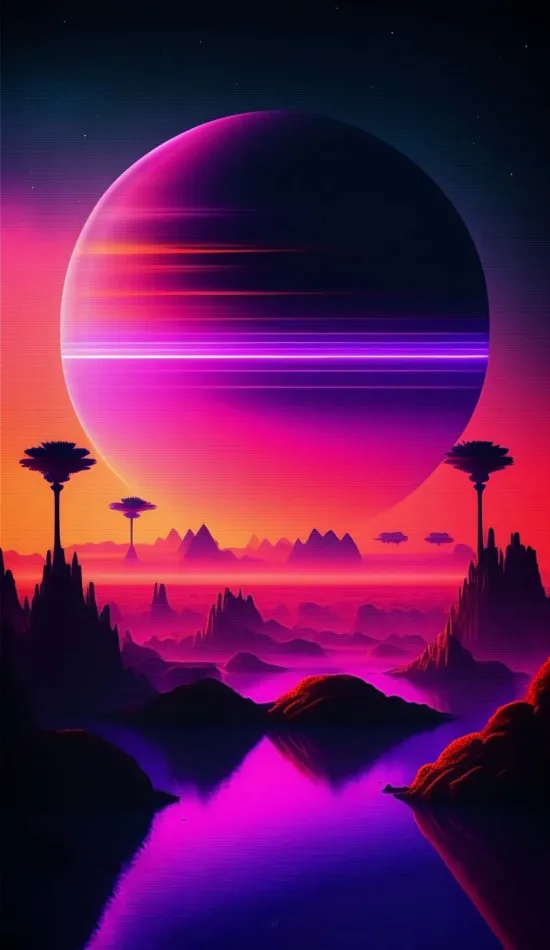 thumb for Retrowave Planet Wallpaper