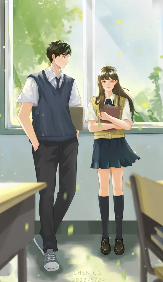 thumb for Anime School Couple Wallpaper