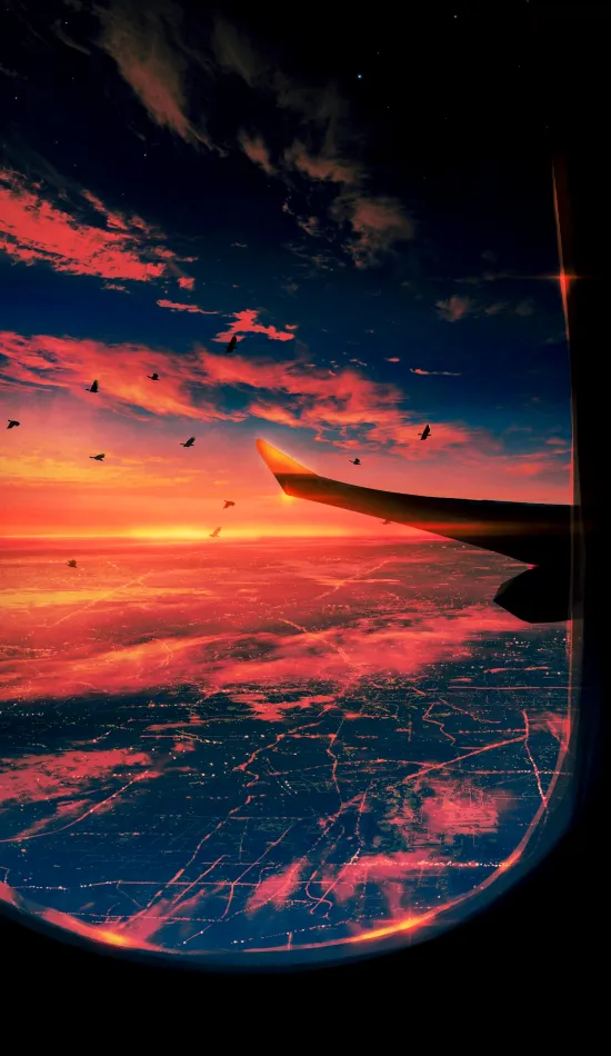airplane sunset wallpaper