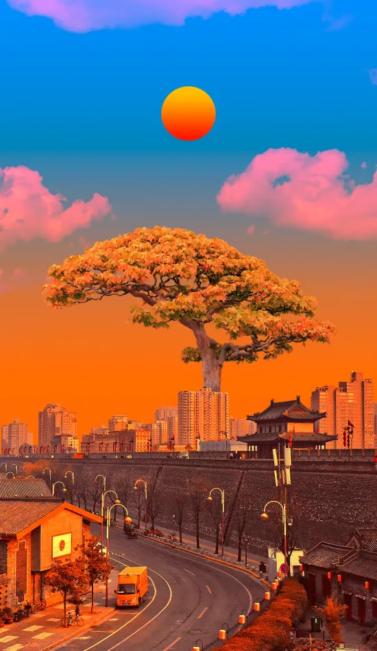 bonsai city 4k wallpaper