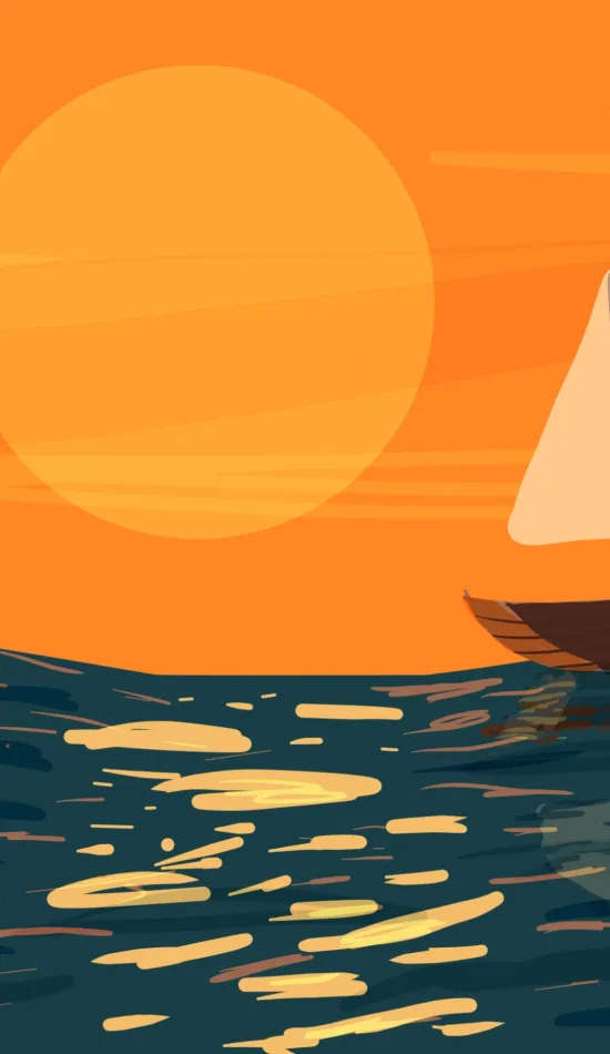 sunset boat wallpaper