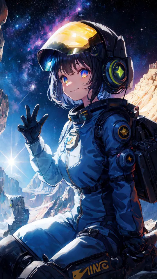 anime girl smile astronaut wallpaper