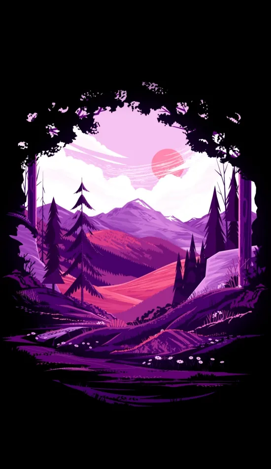 purple mountains amoled wallpaper