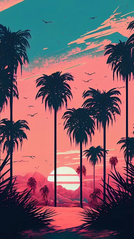 palm tree sunset wallpaper