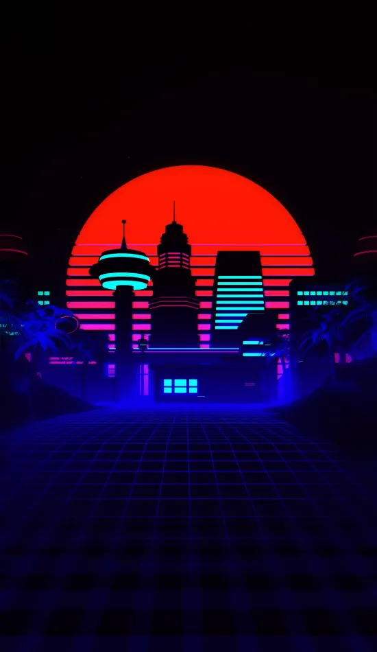 thumb for Synthwave Retro City Wallpaper