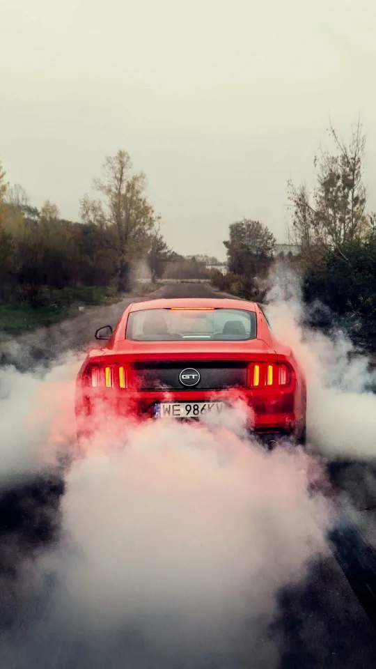 thumb for Red Ford Mustang Burnout Wallpaper