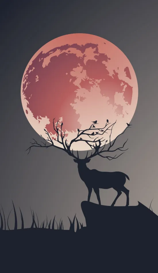 thumb for Deer Under The Moon Wallpaper