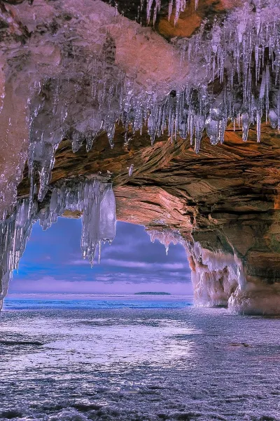 icicle beach cave wallpaper