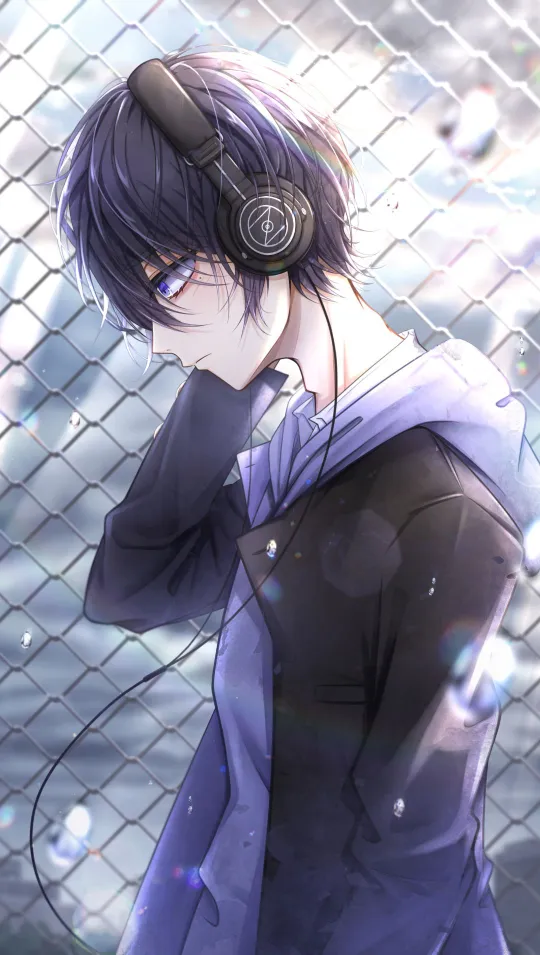 anime boy with headphone wallpaper