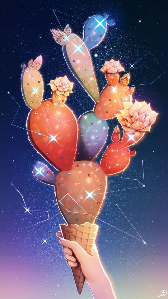 thumb for Ice Cream Art Flowers Stars Wallpaper