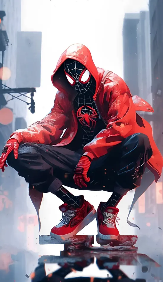 Cool Red Hoodie Spider Man Wallpaper