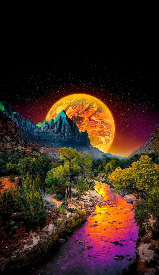 moon river colorful wallpaper