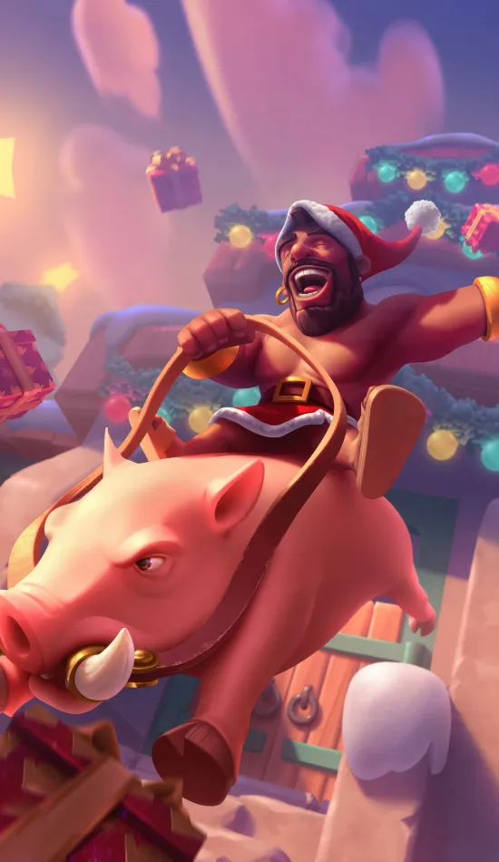 clash royale santa hog rider game wallpaper