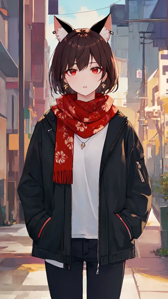 thumb for Girl Ears Scarf Anime Wallpaper