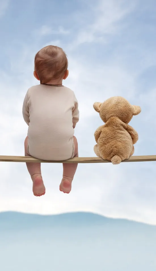 cute baby and teddy bear wallpaper