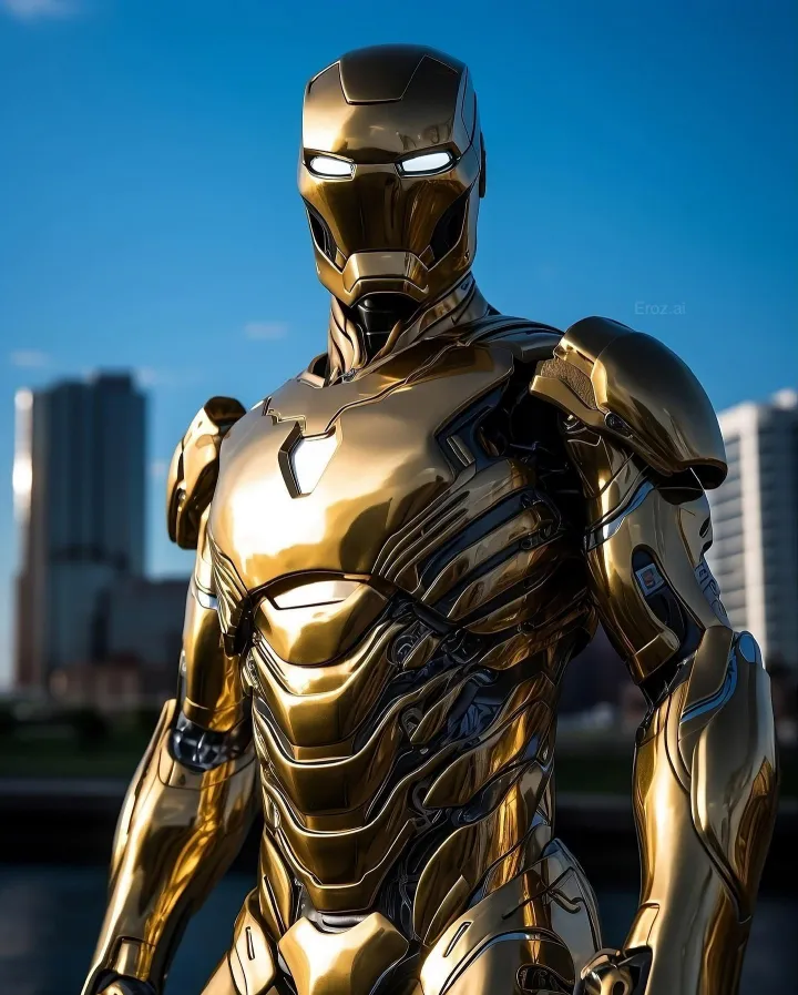 gold dress ironman ai generated wallpaper