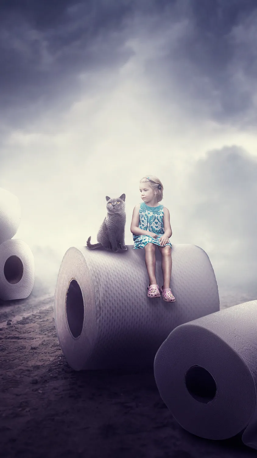 girl sitting roll wallpaper