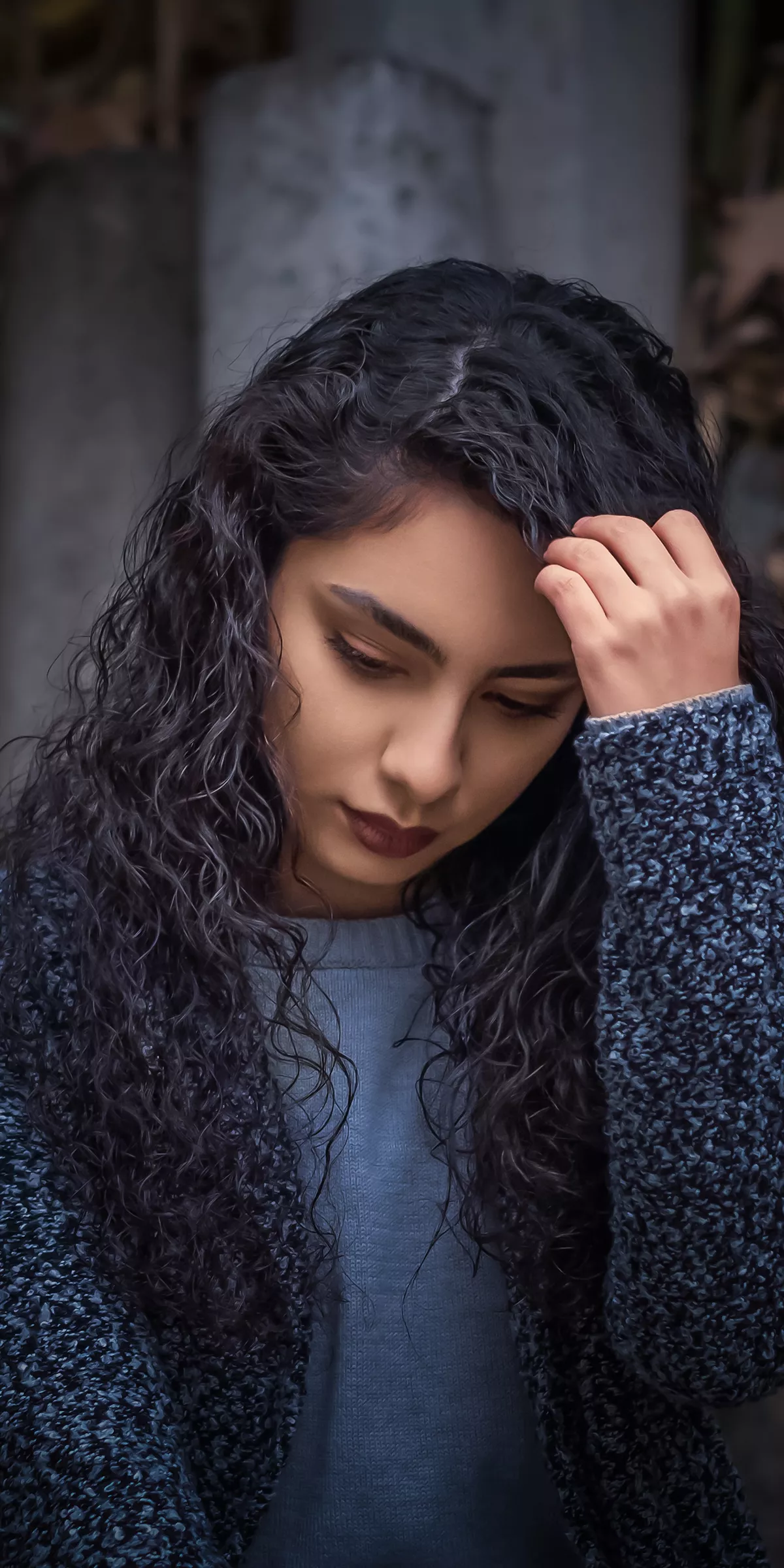 woman with long curly hair wallpaper