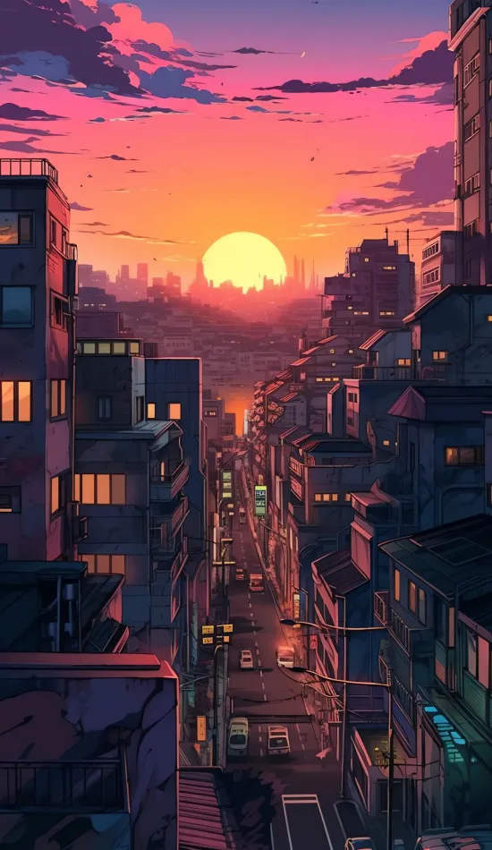 thumb for Anime City Sunset Wallpaper