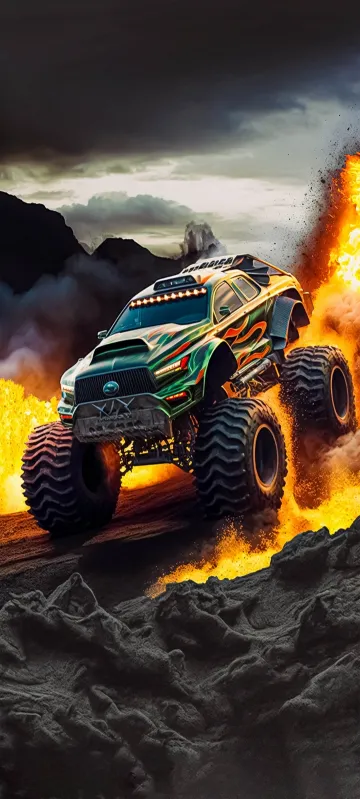 monster truck fire wallpaper