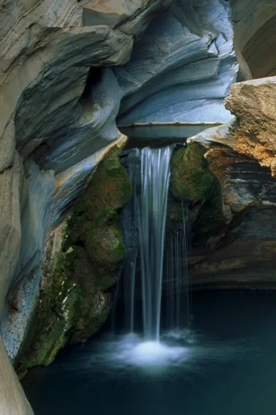 waterfall cave hidden wallpaper