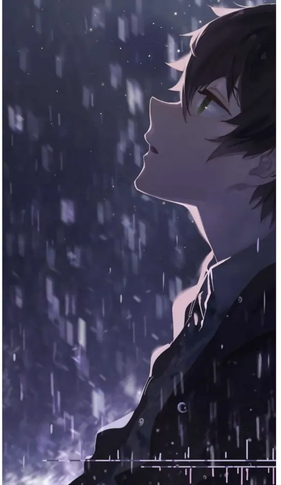 aesthetic anime boy rain wallpaper