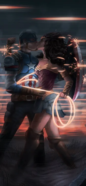 captain america kiss wonder woman wallpaper