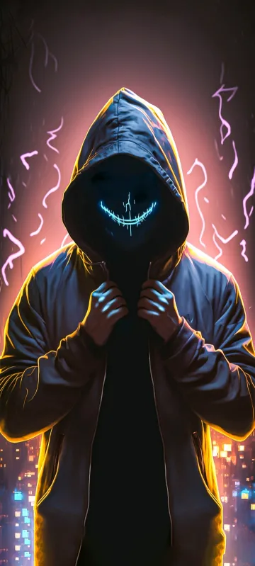 cool hoodie guy neon wallpaper